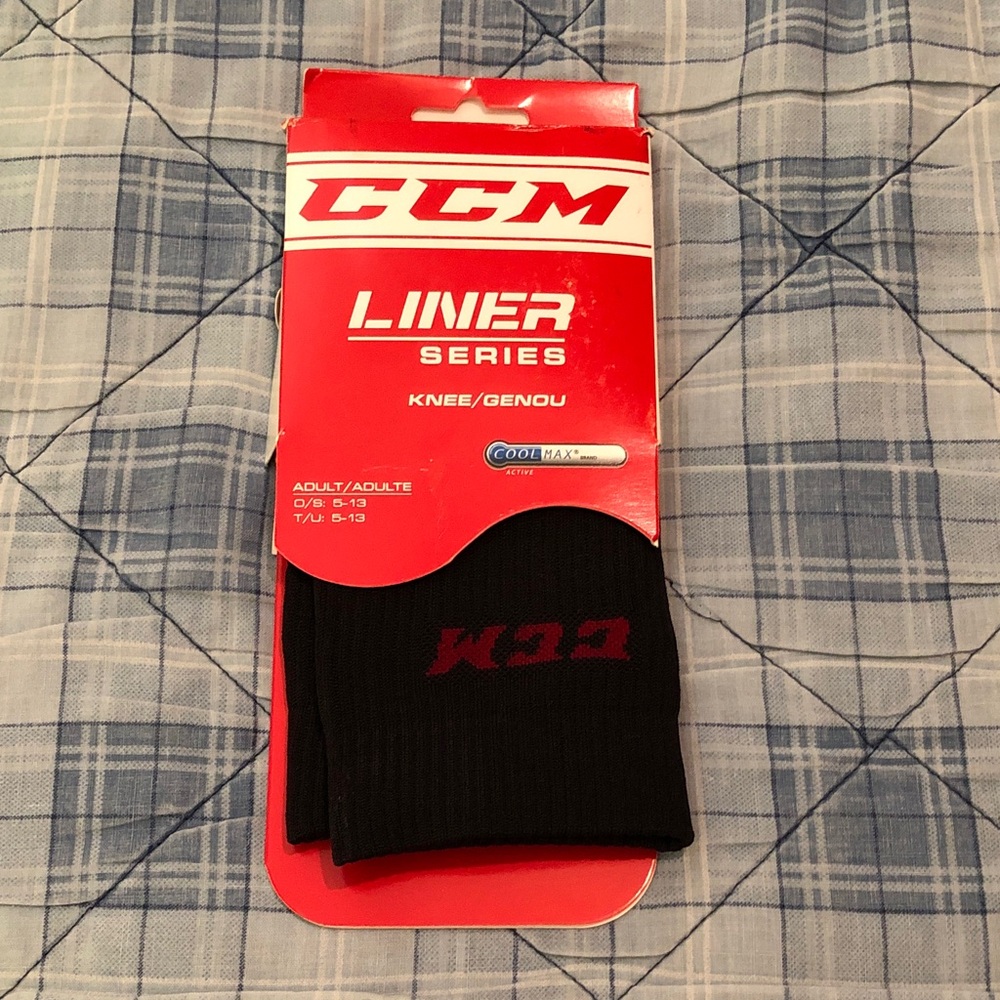 CCM Black Knee Liner Socks with Red Logo